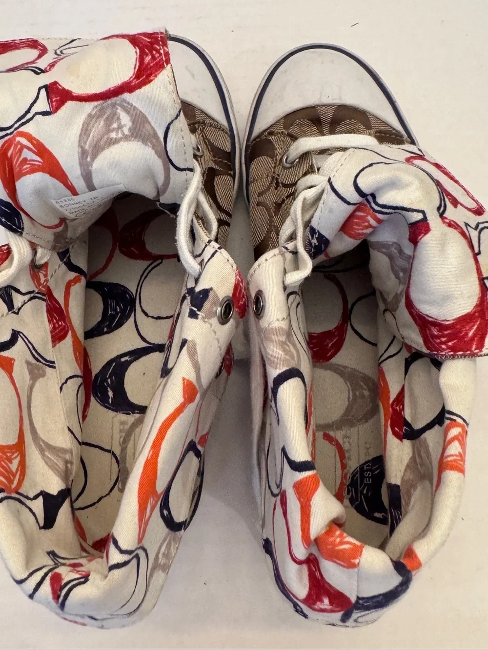 Coach Bonney Sneakers Signature C Women Size 7B Fold Over High Tops Tennis Shoes